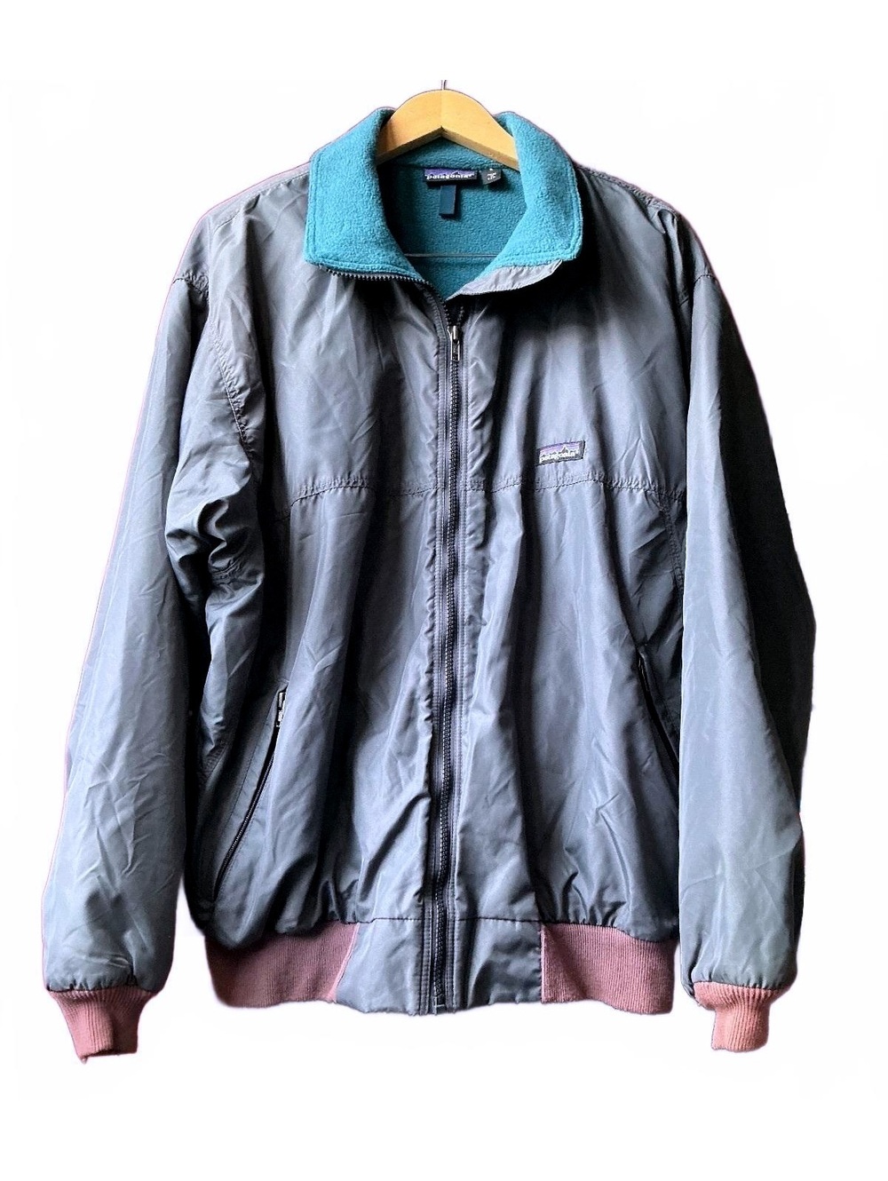 Vintage 1991 Patagonia Shelled Synchilla Bomber Jacket Gray S1 USA Made Sz Large